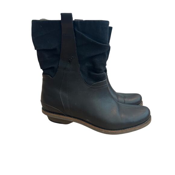 Merrell Adaline Black Canvas Leather Mid Calf Slouch Boots Size 7.5 - Picture 3 of 8